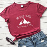 EAT SLEEP TRAVEL REPEAT MOUNTAINS T-SHIRT