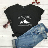 EAT SLEEP TRAVEL REPEAT MOUNTAINS T-SHIRT