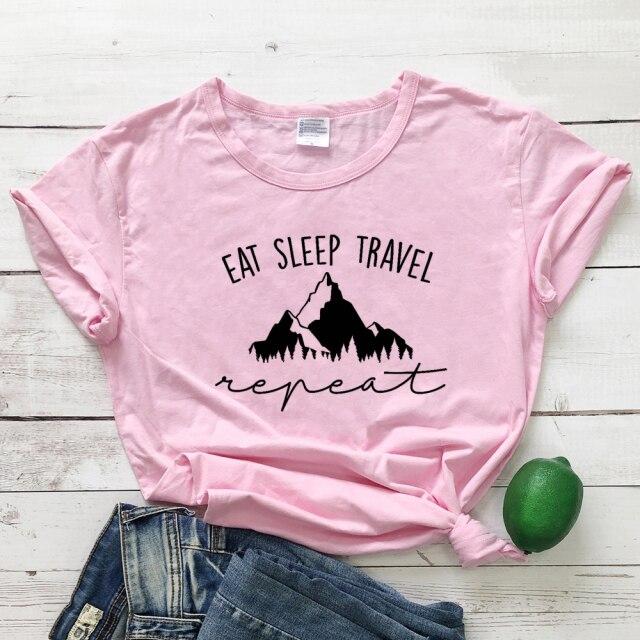 EAT SLEEP TRAVEL REPEAT MOUNTAINS T-SHIRT